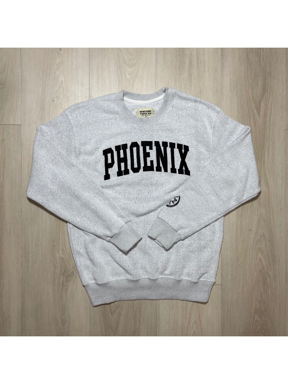 New York Popular Phoenix Sweatshirt Mens XL Gray Collegiate Crewneck Embroidered